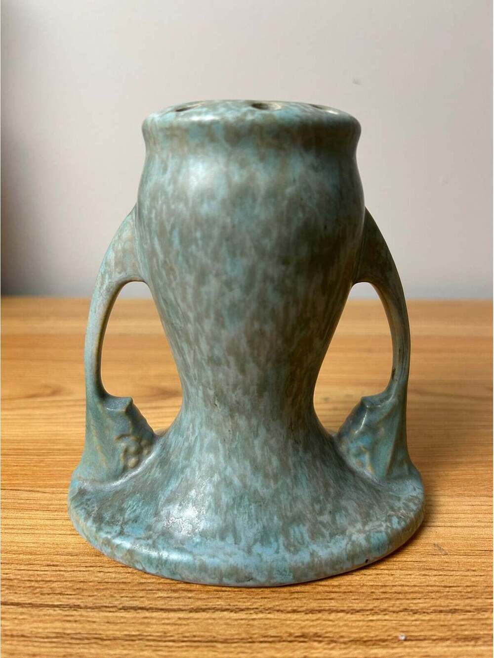 Roseville Tuscany Mottled Green 1927 Vintage Art Deco Pottery Flower Frog 66-5